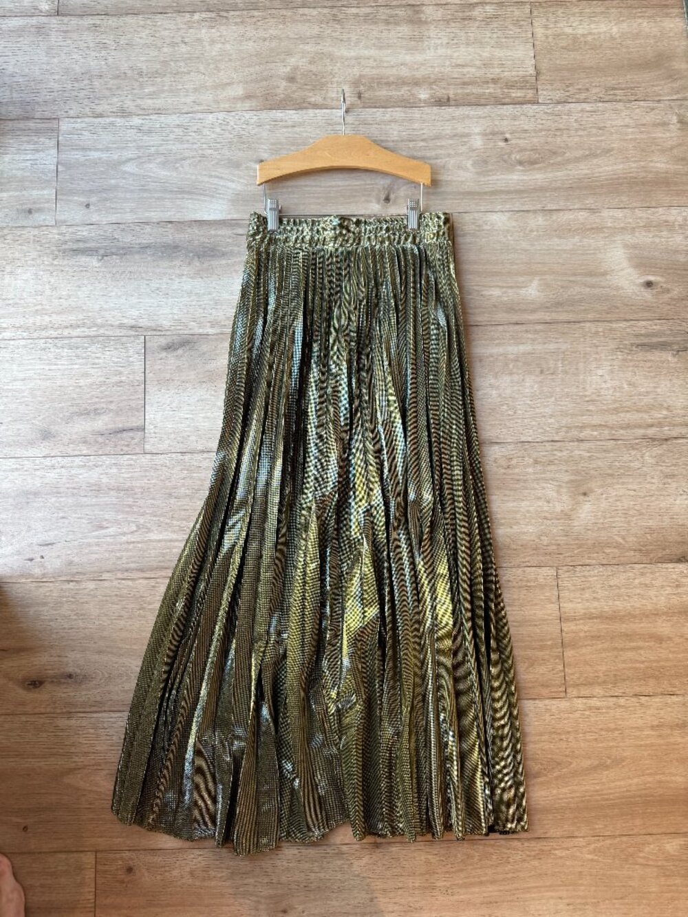 Metallic pleated skirt